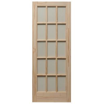 Knotty Pine Unfinished Internal Door - 15 Clear Glazed Light Panels - All Sizes - Doors4less