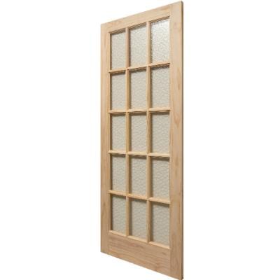 Knotty Pine Unfinished Internal Door - 15 Obscured Glazed Light Panels - All Sizes - Doors4less