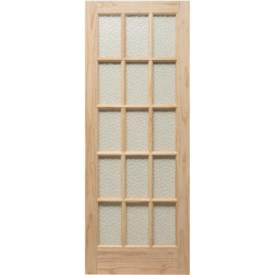 Knotty Pine Unfinished Internal Door - 15 Obscured Glazed Light Panels - All Sizes