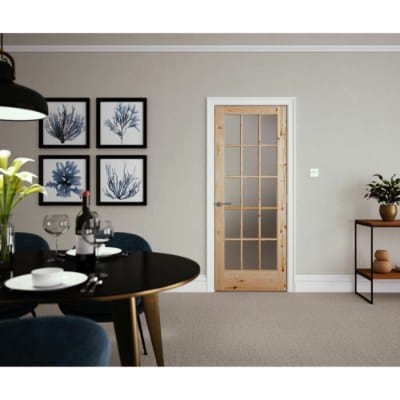 Knotty Pine Unfinished Internal Door - 15 Obscured Glazed Light Panels - All Sizes - Doors4less