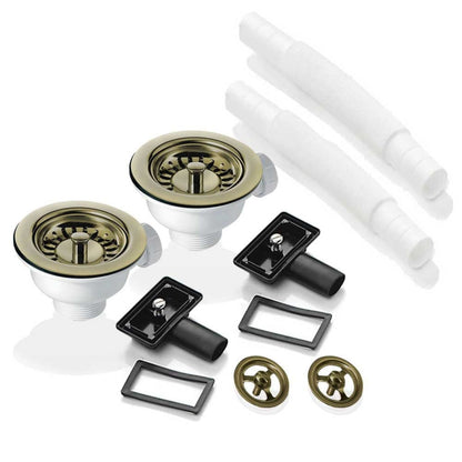 2x 90mm Waste and Round Overflow Set for Astini RAK Rangemaster Ceramic Sink