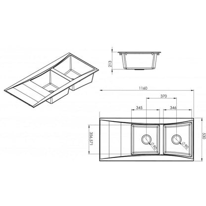 Astini Xeron 2.0 Bowl SMC Synthetic Reversible Kitchen Sink & Waste