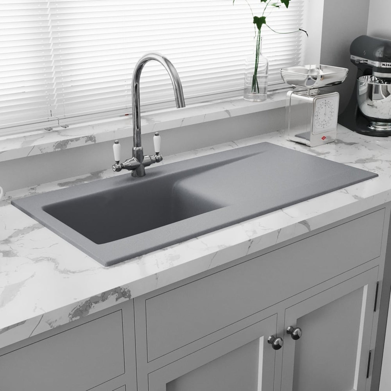 Astini Desire 100 1.0 Bowl Ceramic Kitchen Sink & Waste with Matt Fini ...