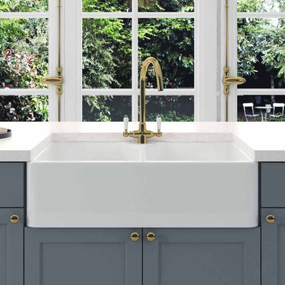 Astini Belfast 800 2.0 Bowl White Ceramic Kitchen Sink with Waste Collection