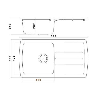 Astini Harrison 1.0 Bowl Composite Synthetic Kitchen Sink & Waste
