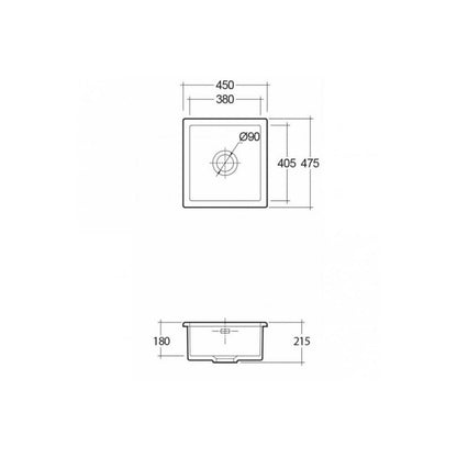 Astini Hampton 100 1.0 Bowl Matt Grey Ceramic Undermount Kitchen Sink with Waste