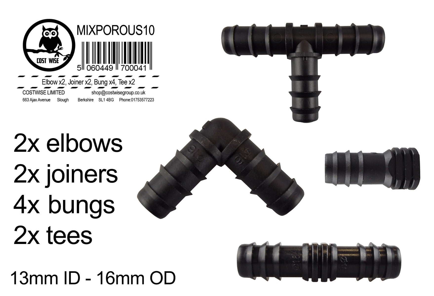 Mix 1/2" Barb Connectors POROUS10 - Best4Trade-Retail Garden watering