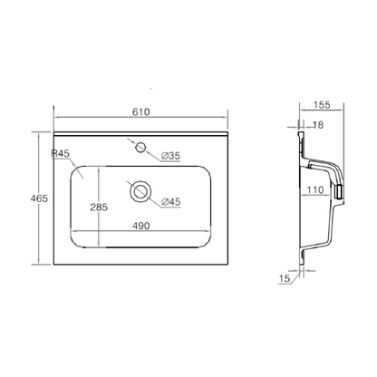 Astini Flauto 600 Wall Hung Vanity Unit & Basin