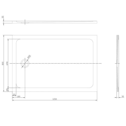Astini White Rectangular Low Profile Shower Tray 1200x800mm