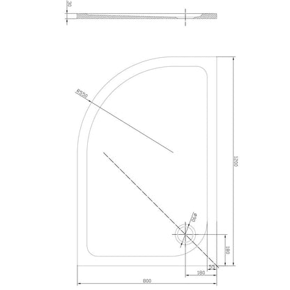 Astini White Offset Quad Low Profile Shower Tray LH 1200x800mm
