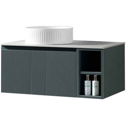 Astini Flauto 800mm Wall Hung Vanity W/ RH Side Storage & LH Counter Top