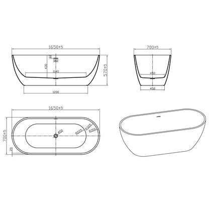 Astini Amalfi Gloss White Freestanding Bath Tub & Waste