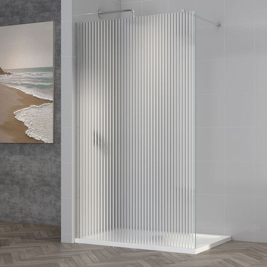 Astini TI8 Fluted Chrome 1200x1950x8mm Wetroom Panel