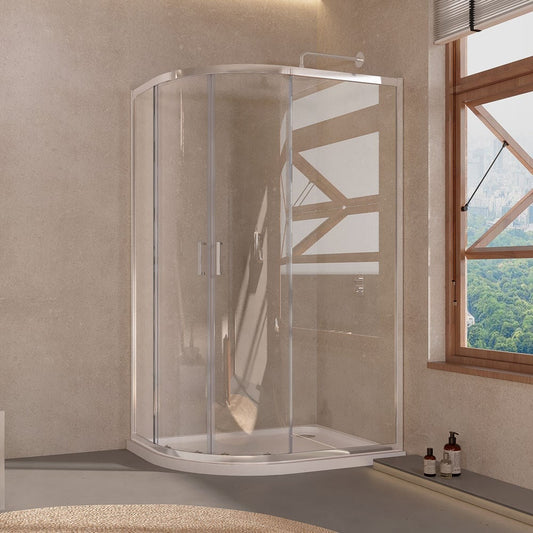 Astini Chrome Profiles 2 Door Offset Quadrant Shower Enclosure 1200x800mm