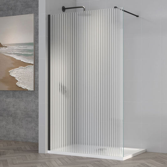 Astini TI8 Fluted Black 800x1950x8mm Wetroom Panel