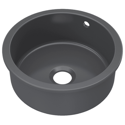 Astini Round Inset/Undermount 460 1.0 Bowl Matt Black Ceramic Kitchen Sink with Waste & Overflow