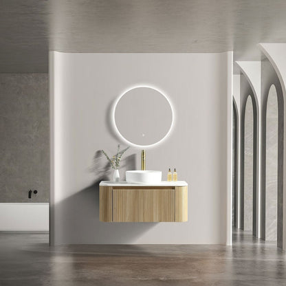 Astini Flauto 870 Curved Corner Wall Hung Vanity Unit & Sintered Stone Counter Top