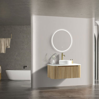 Astini Flauto 870 Curved Corner Wall Hung Vanity Unit & Sintered Stone Counter Top