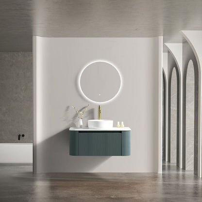 Astini Flauto 870 Curved Corner Wall Hung Vanity Unit & Sintered Stone Counter Top