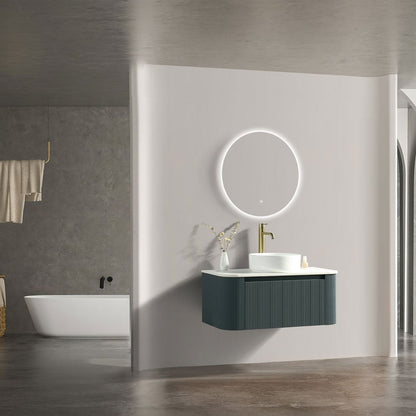 Astini Flauto 870 Curved Corner Wall Hung Vanity Unit & Sintered Stone Counter Top