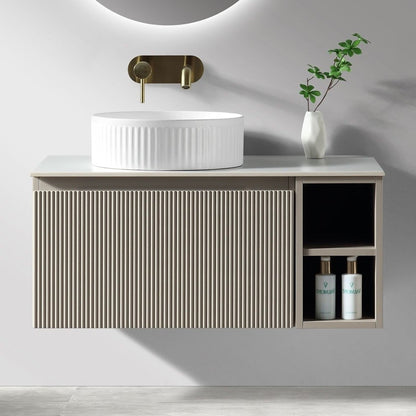 Astini Flauto 800mm Wall Hung Vanity W/ RH Side Storage & LH Counter Top