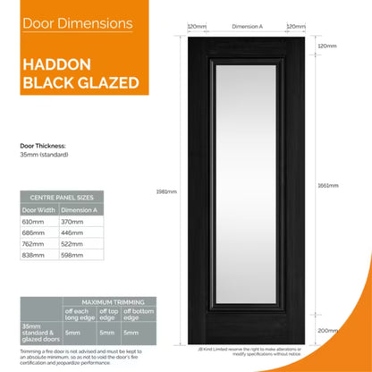 JB Kind Haddon Black Laminate Glazed Internal Door - All Sizes