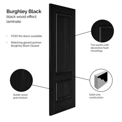 JB Kind Burghley Black Laminate Internal Fire Door FD30 - All Sizes