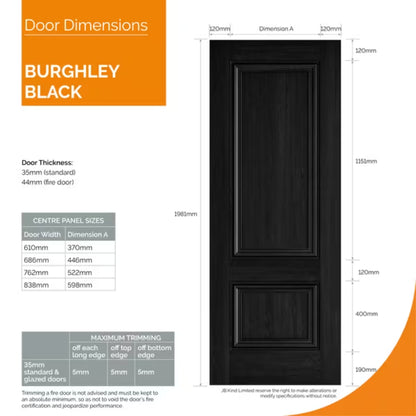 JB Kind Burghley Black Laminate Internal Fire Door FD30 - All Sizes