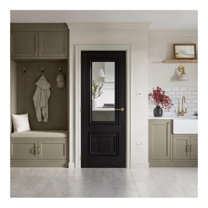 JB Kind Burghley Black Laminate Glazed Internal Door - All Sizes