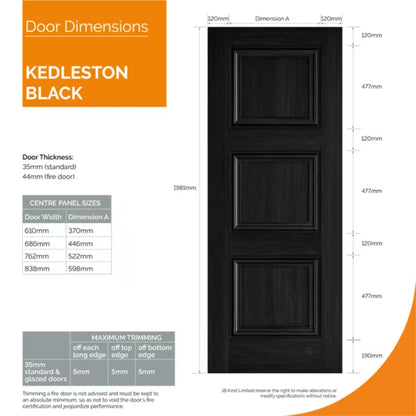 JB Kind Kedleston Black Laminate Internal Fire Door FD30 - All Sizes