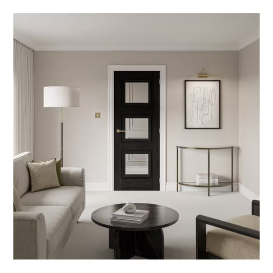 JB Kind Kedleston Black Laminate Glazed Internal Door - All Sizes