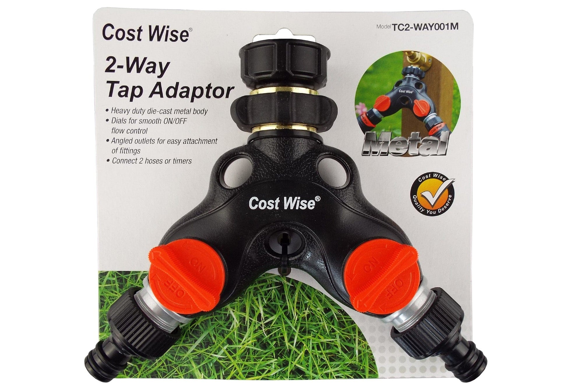 Double Tap Connector with Valves Metal - Best4Trade-Retail Garden watering