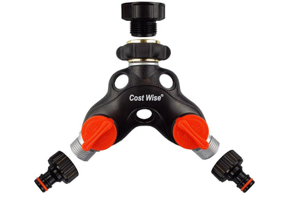Double Tap Connector with Valves Metal - Best4Trade-Retail Garden watering