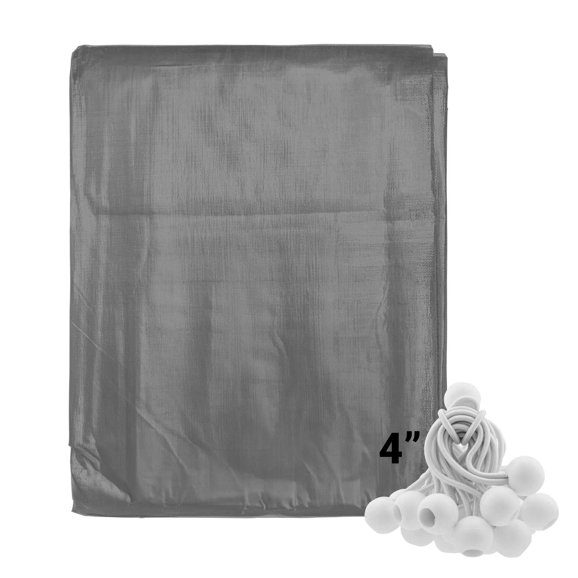 Grey L-Grade Tarpaulin with 20 x 4" Bungee Balls (White) - Best4Trade-Retail Tarpaulins