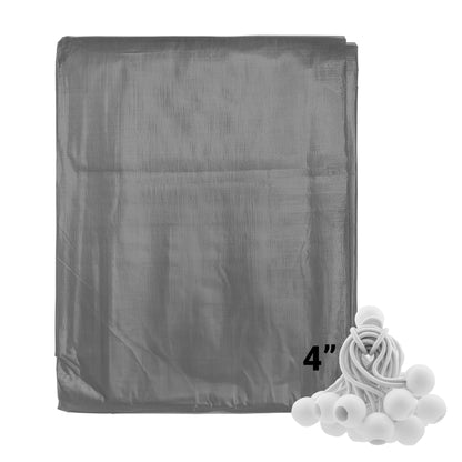 Grey L-Grade Tarpaulin with 20 x 4" Bungee Balls (White) - Best4Trade-Retail Tarpaulins