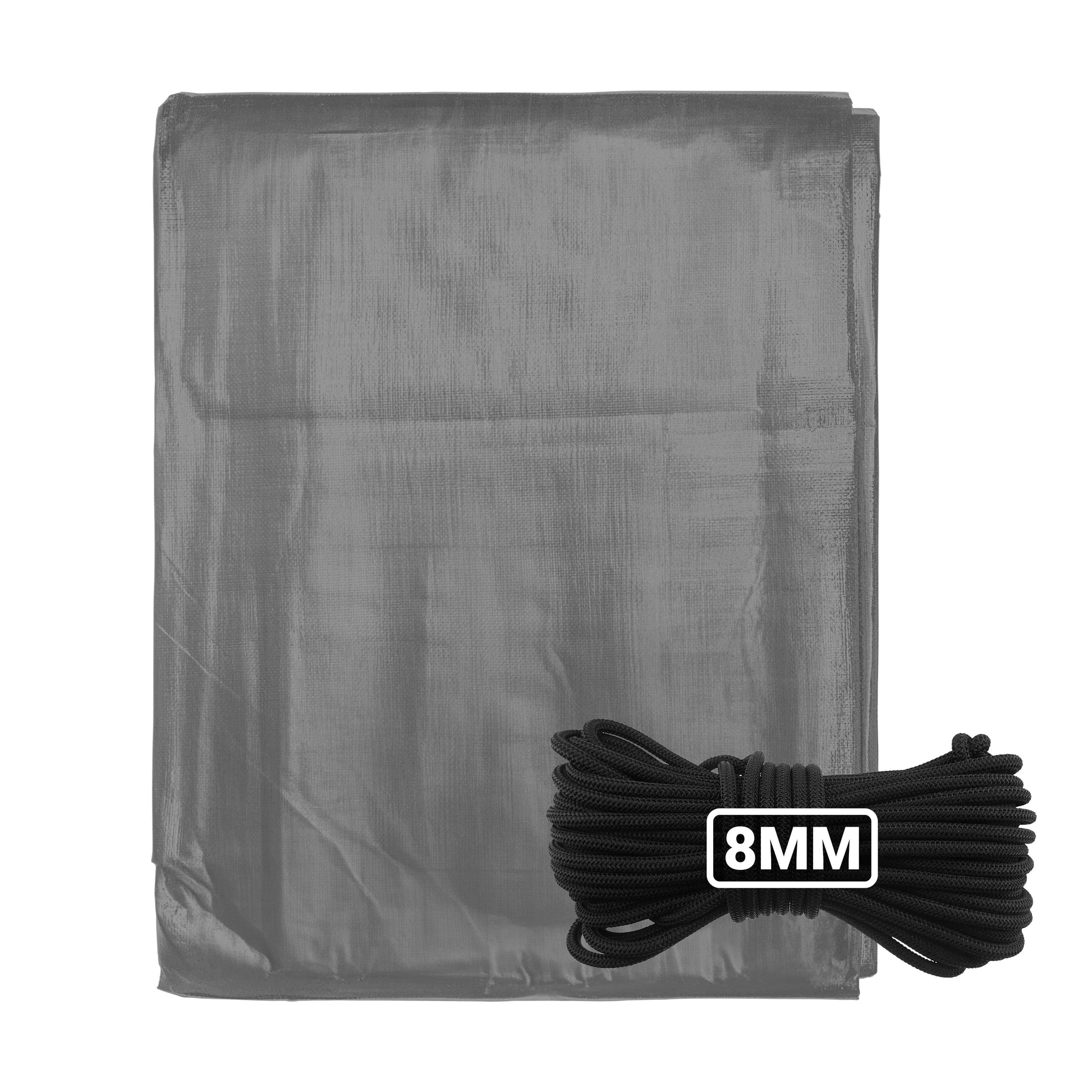 Grey L-Grade Tarpaulin with 10 Metres of 8mm Bungee Rope - Best4Trade-Retail Tarpaulins