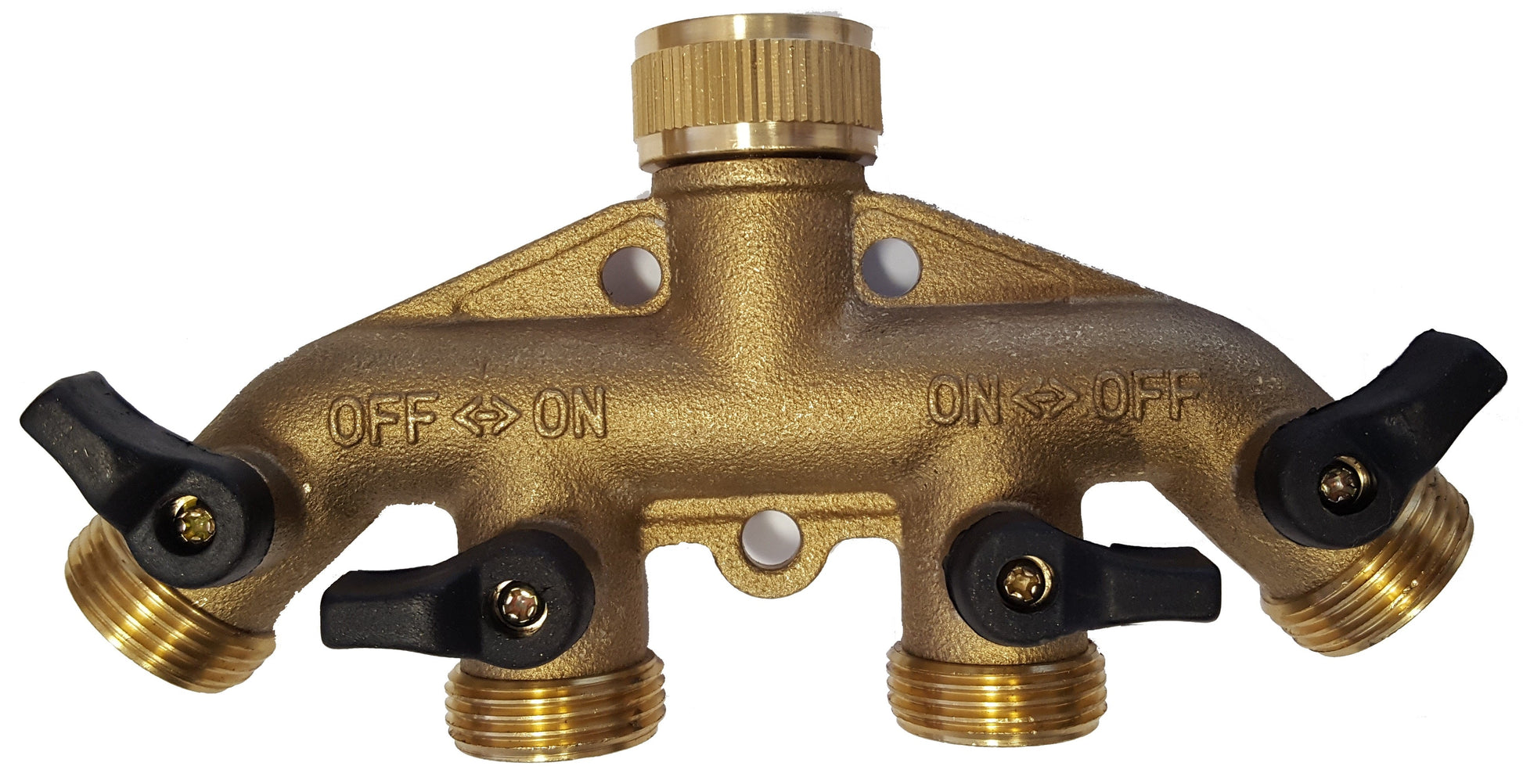 4-Way Manifold with Valves & Threaded Outlets Brass - Best4Trade-Retail Garden watering