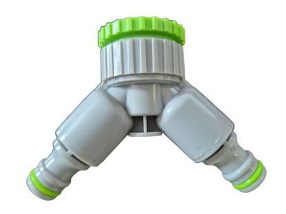 2-Way Tap Connector With Valves 1" or 3/4" BSP Female, Green/Gray - Best4Trade-Retail Garden watering