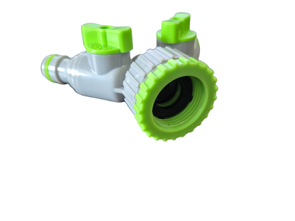2-Way Tap Connector With Valves 1" or 3/4" BSP Female, Green/Gray - Best4Trade-Retail Garden watering