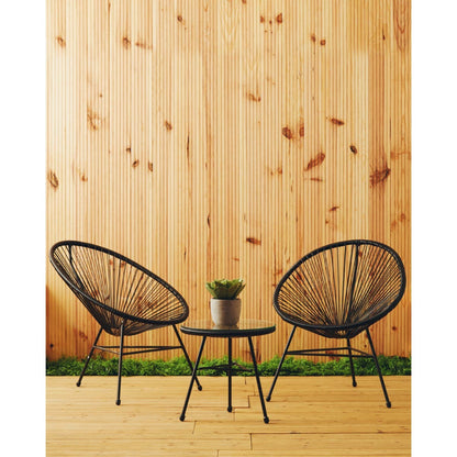 Miami Black Rattan 3 Piece Patio Set