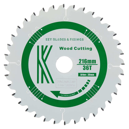 Circular Saw Blades 216mm x 30mm x 2.4mm 36T ATB (Neg Rake) Festool KS60 - 2501