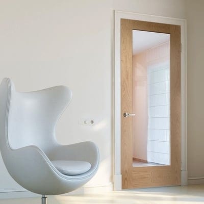Oak Pattern 10 - 1 Glazed Clear Light Panel Un-Finished Internal Door - 2032mm x 813mm - LPD Doors