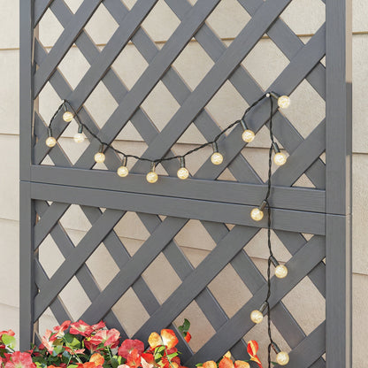 Outsunny Wood Planter with Trellis for Climbing Plants, Raised Bed, Planter Box with Drainage Holes to Grow Herbs Flowers, Grey