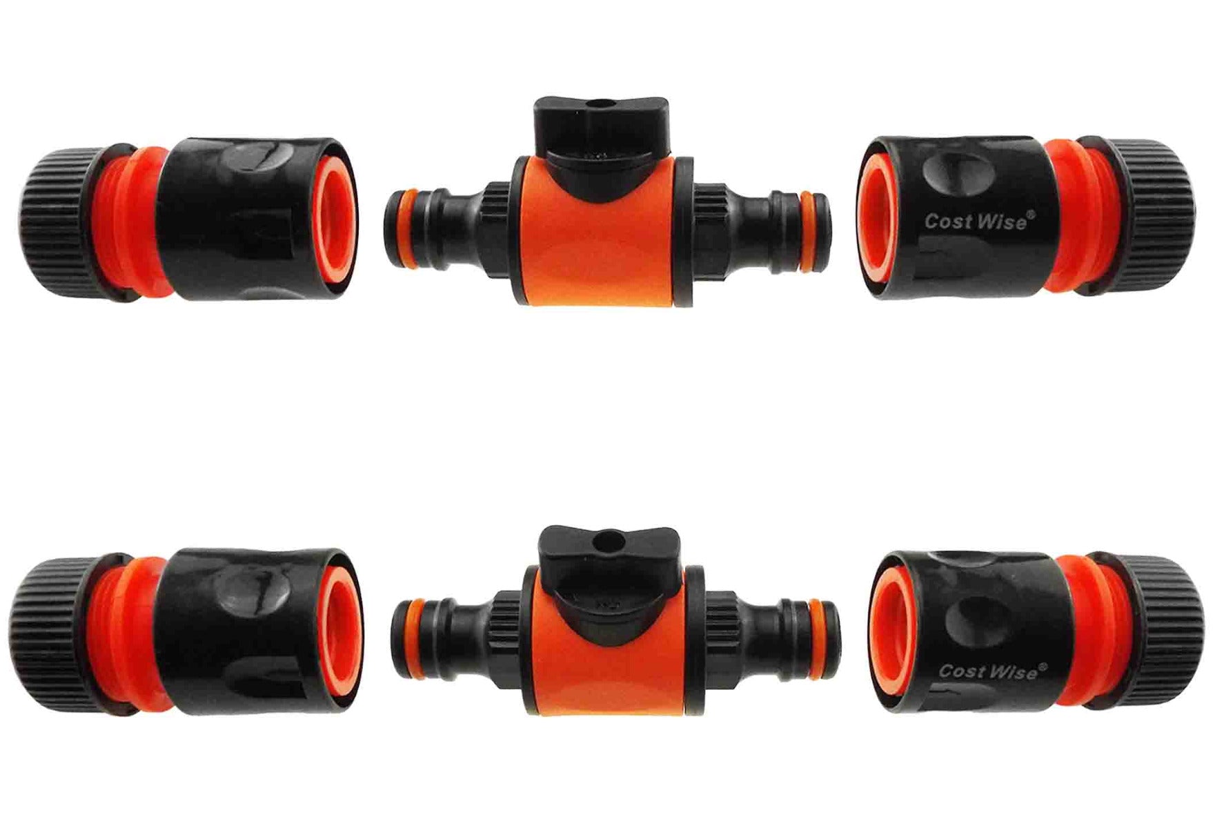 Cost Wise Snap On Male-Male In Line Valve Kit Black/Orange - Best4Trade-Retail Garden watering