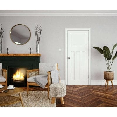 Shaker Edwardian 4 Panel White Primed Internal Door - All Sizes - Doors4less