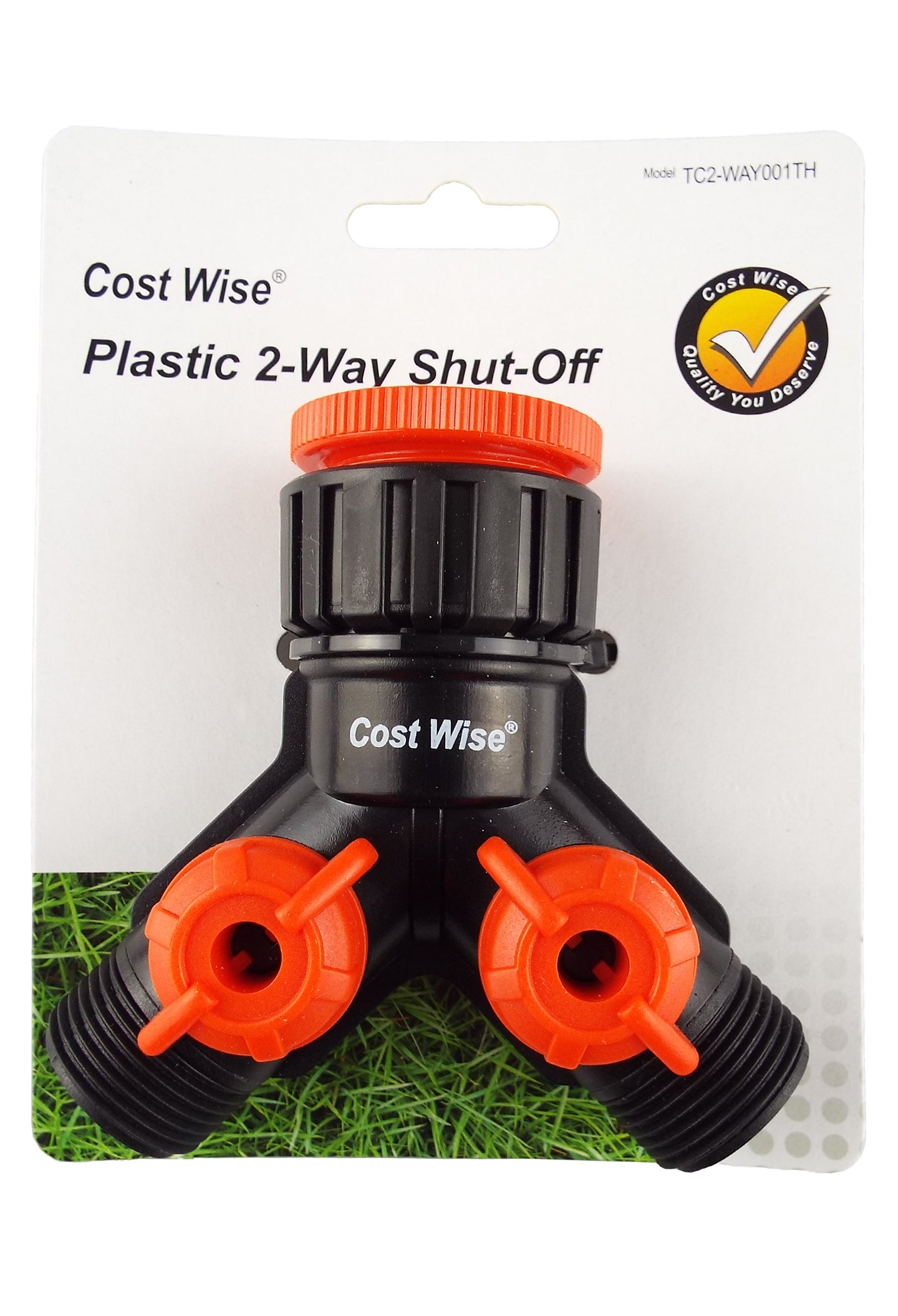 Double Tap Connector with Valves & Threaded Outlets Black/Orange - Best4Trade-Retail Garden watering