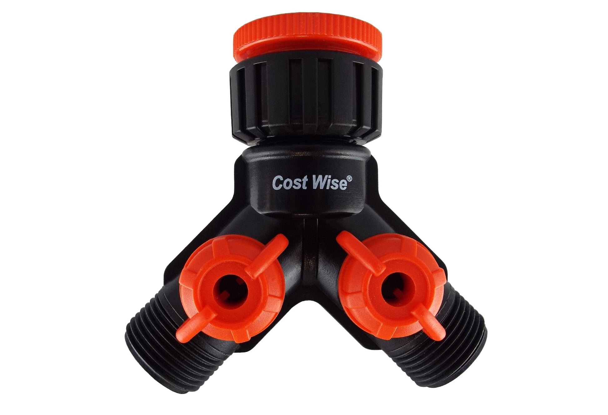 Double Tap Connector with Valves & Threaded Outlets Black/Orange - Best4Trade-Retail Garden watering