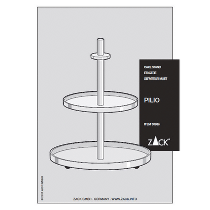 Zack Pilio Premium Brushed Stainless Steel Cake & Cookie Stand - German Elegance