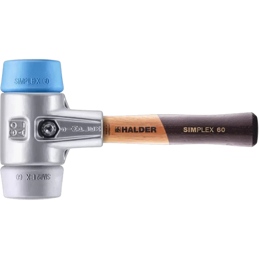 Halder Simplex soft-face mallet, aluminium housing - TPE-soft / TPE-mid - Short Handle