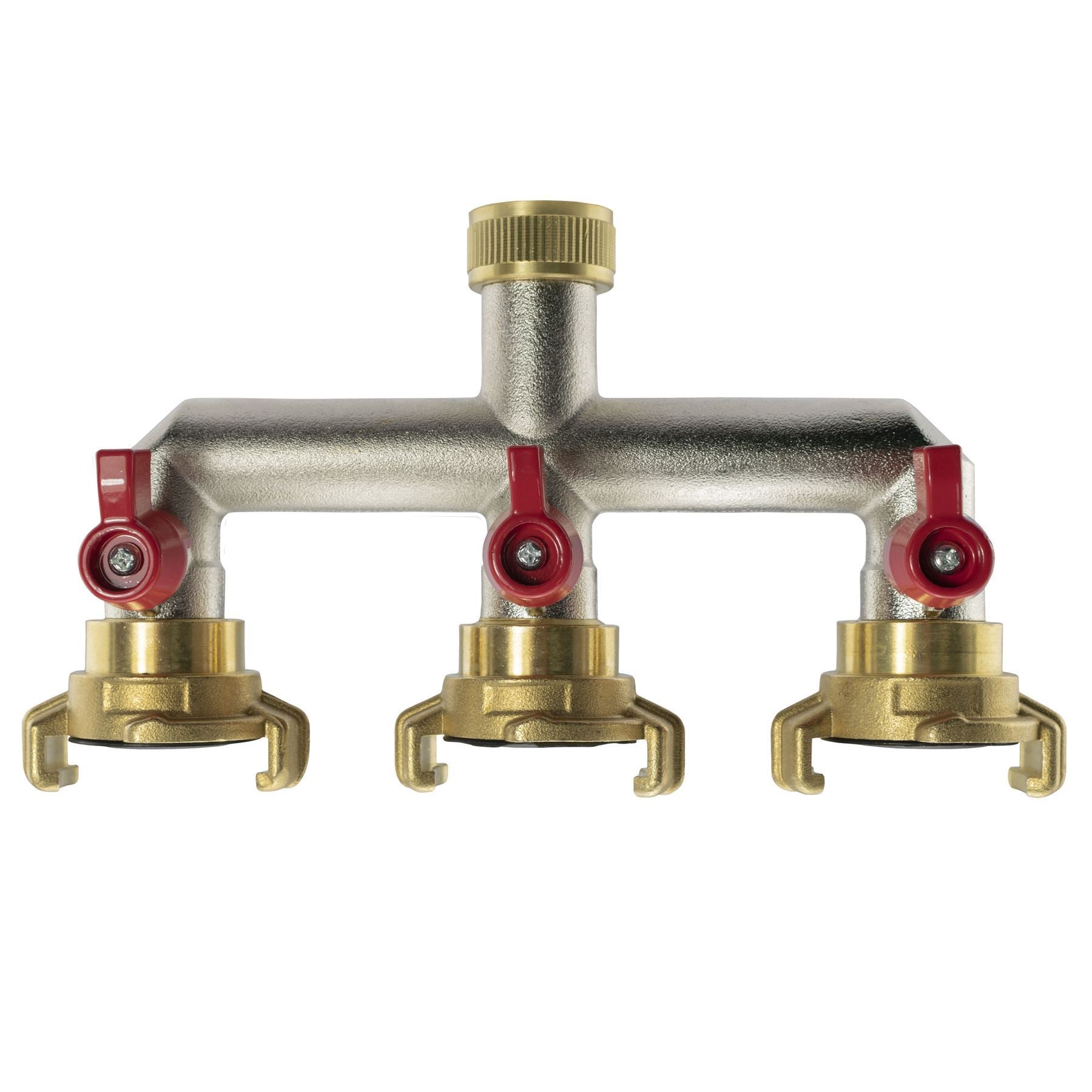Three Way Tap Splitter Brass 3/4" BSP with Geka Type Outlets - Best4Trade-Retail Garden watering